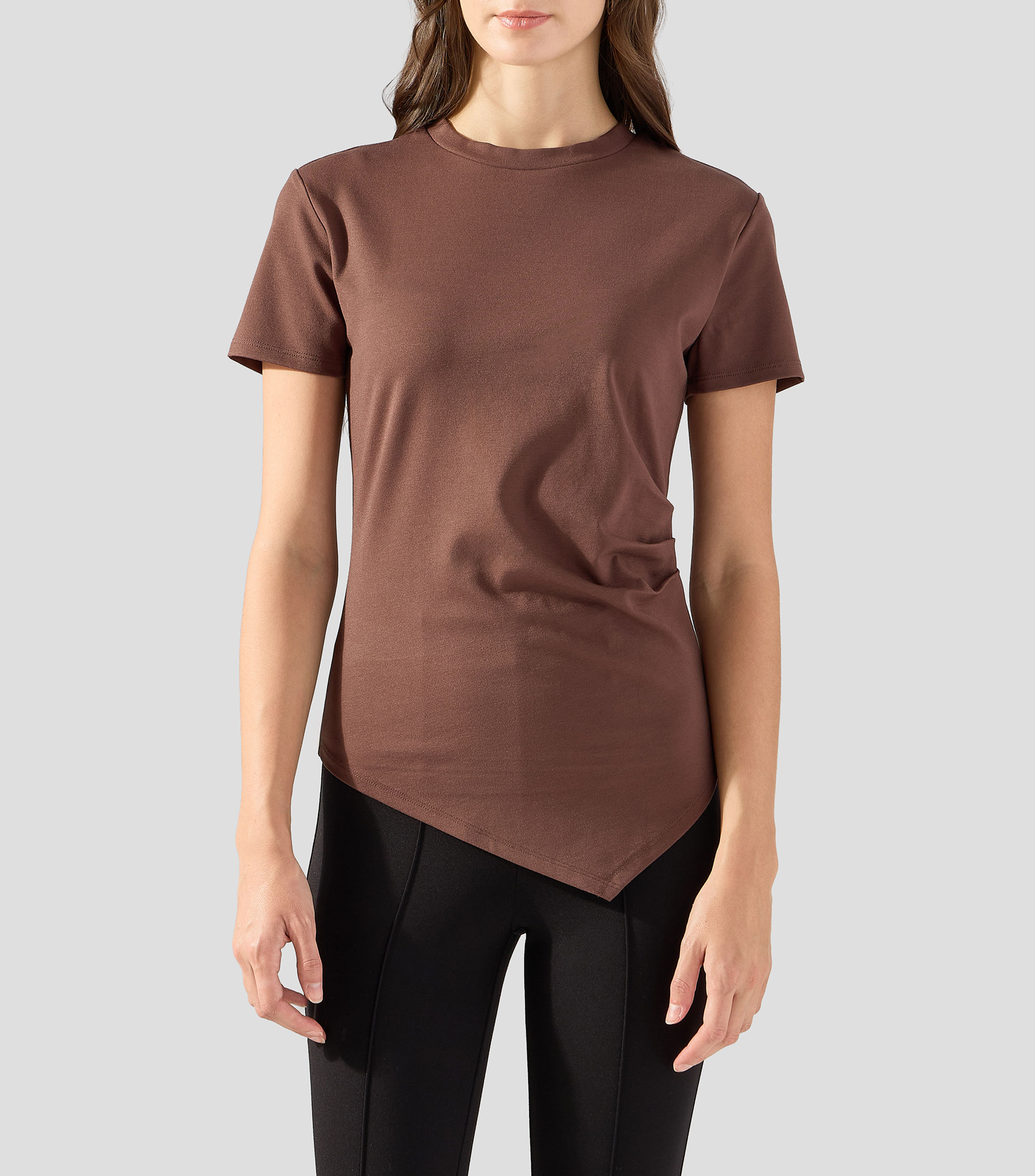 Playera cuello redondo manga corta lisa Mujer